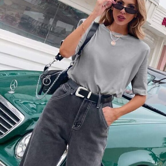 Shoulder Padded Casual Top - Gray - Picture 5 of 5